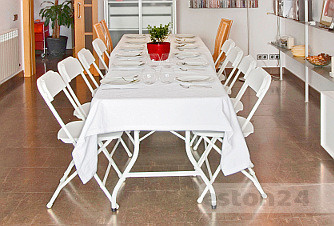 Stół rozkładany biały ogrodowy 183 cm do domu i na bankiet
