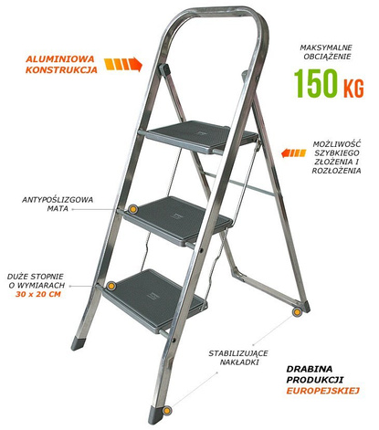 Drabina aluminiowa 3 stopniowa 3223