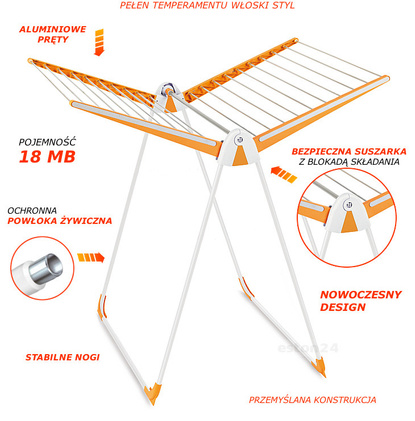Suszarka na pranie Stendipratic Baby 18MB - pomarańcz