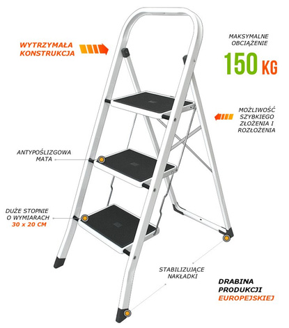 Drabina stalowa 3-stopniowa 3023