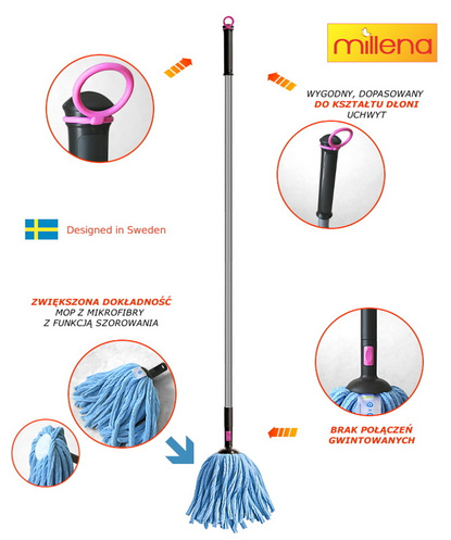Mop okrągły z mikrofibry + wkład z wiskozy