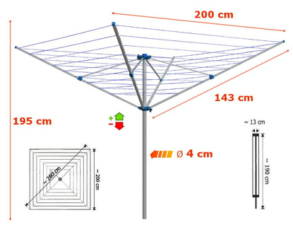 Suszarka ogrodowa Jowisz (niebieska) + świder
