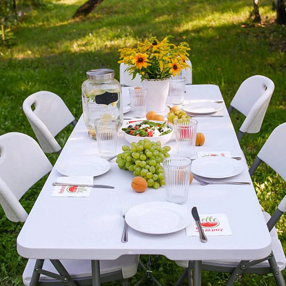 Stół rozkładany ogrodowy biały 244 cm do domu i na bankiet