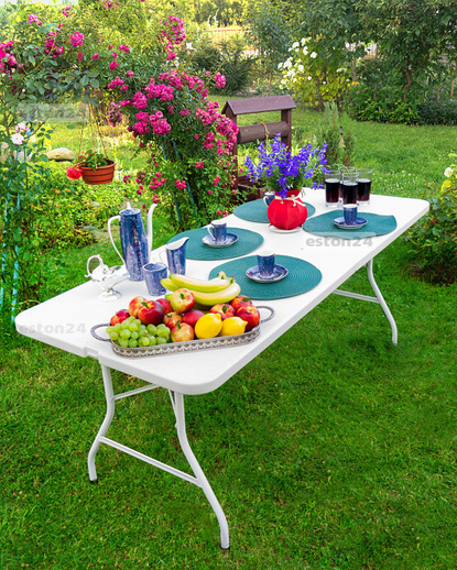 Stół rozkładany biały ogrodowy 183 cm do domu i na bankiet