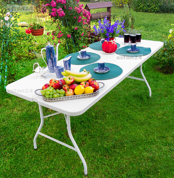 Stół rozkładany biały ogrodowy 183 cm do domu i na bankiet